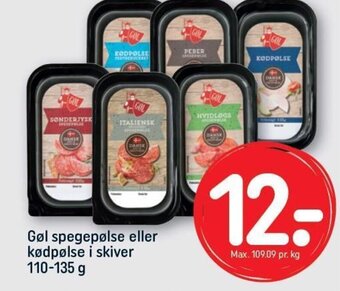 REMA 1000 Gøl spegepølse eller kødpølse i skiver 110-135 g tilbud