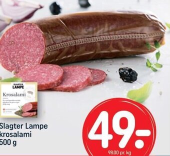 REMA 1000 Slagter Lampe krosalami 500 g tilbud