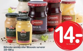 REMA 1000 Bähncke sennep eller Beauvais survarer 225-580 g tilbud
