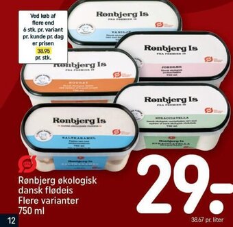Rønbjerg økologisk dansk flødeis Flere varianter 750 ml