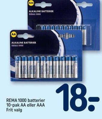 REMA 1000 REMA 1000 batterier 10-pak AA eller AAA Frit valg tilbud
