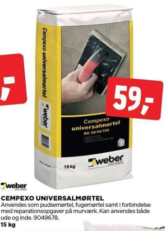 jem & fix weber CEMPEXO UNIVERSALMØRTEL tilbud