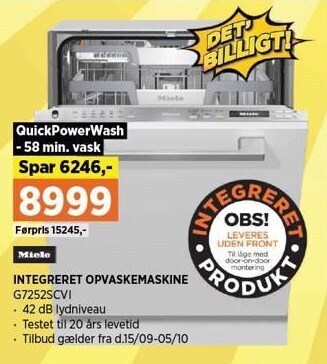 Power Miele integreret opvaskemaskine tilbud