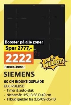 Power Siemens 60 cm induktionsplade tilbud