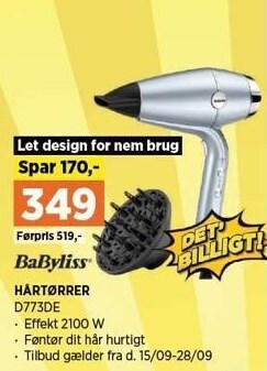 Power Babyliss hårtørrer tilbud