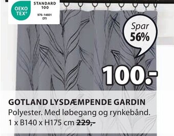 JYSK GOTLAND LYSDÆMPENDE GARDIN tilbud