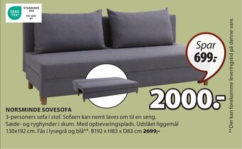 JYSK NORSMINDE SOVESOFA tilbud
