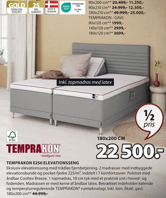 JYSK TEMPRAKON E250 ELEVATIONSSENG tilbud