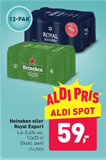 ALDI Heineken eller Royal Export tilbud