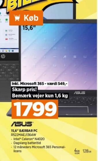 Power Asus bærbar pc tilbud