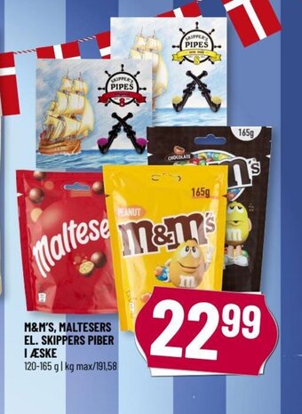 Løvbjerg M&M'S, MALTESERS EL. SKIPPERS PIBER I ÆSKE tilbud