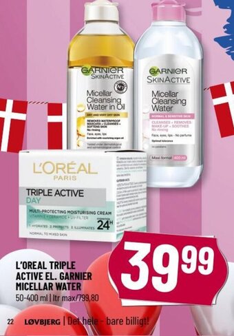 Løvbjerg L'OREAL TRIPLE ACTIVE EL. GARNIER MICELLAR WATER tilbud