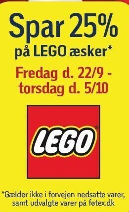 Føtex Spar 25% på lego æsker tilbud