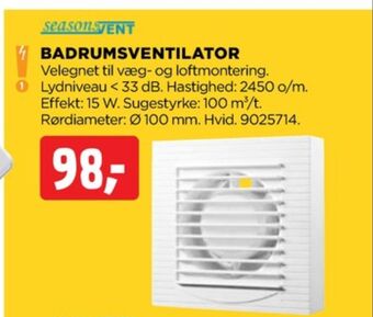 jem & fix Seasonsvent ventilator tilbud