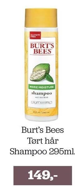 Burt's bees tørt hår shampoo 295ml