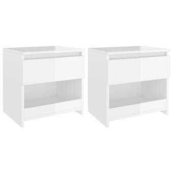 Sengeborde 2 stk. 40x30x39 cm spånplade hvid højglans