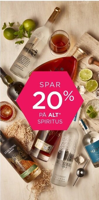 Spar 20% på alt spiritus
