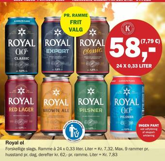 Købmandsgården Royal øl tilbud