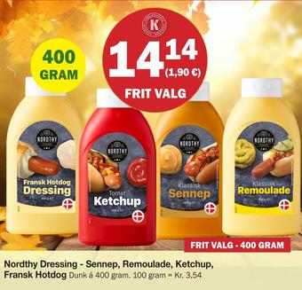 Købmandsgården Nordthy dressing - sennep, remoulade, ketchup, fransk hotdog tilbud