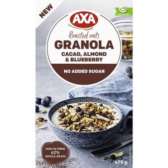 Axa | axa granola kakao, mandler & blåbær | kolonial > korn, gryn og müsli