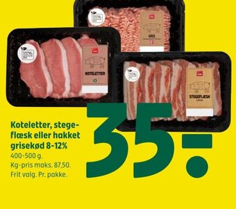 Coop 365 Koteletter, stege-flæsk eller hakket grisekød 8-12% tilbud
