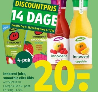 Coop 365 Innocent juice, smoothie eller Kids tilbud