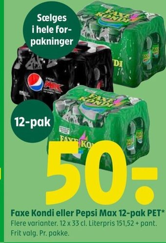Coop 365 Faxe Kondi eller Pepsi Max 12-pak PET tilbud