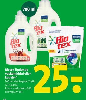 Coop 365 Biotex flydende vaskemiddel eller kapsler tilbud