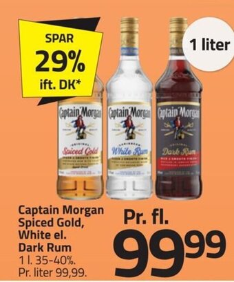 Fleggaard Captain Morgan Spiced Gold, White el. Dark Rum tilbud
