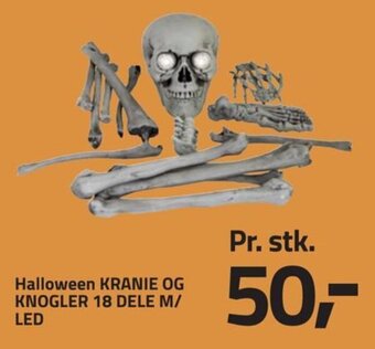 Fleggaard Halloween KRANIE OG KNOGLER 18 DELE M/ LED tilbud