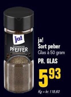 Otto Duborg Ja! sort peber 50 g tilbud