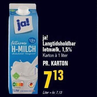 Otto Duborg Ja! langtidsholdbar letmælk, 1,5% tilbud
