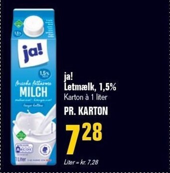 Otto Duborg Ja! letmælk 1,5% tilbud
