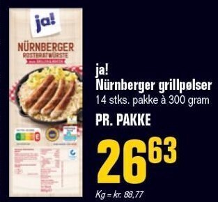 Otto Duborg Ja! nürnberger grillpølser 300 g tilbud