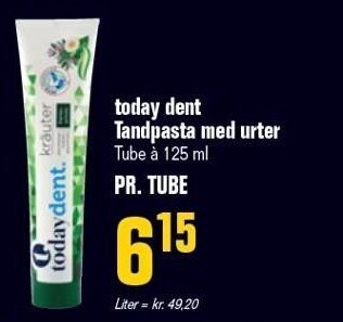 Otto Duborg Today dent tandpasta med urter 125 ml tilbud