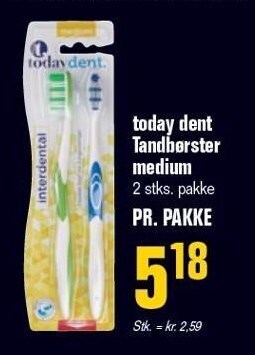 Otto Duborg Today dent tandbørster medium tilbud