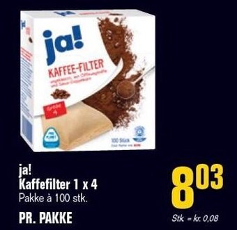 Otto Duborg Ja! kaffefilter 1 x 4 tilbud