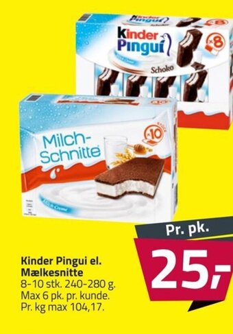 Fleggaard Kinder Pingui el. Mælkesnitte tilbud