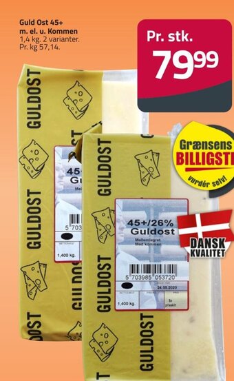 Fleggaard Guld Ost 45+ m. el. u. Kommen tilbud