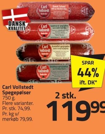 Fleggaard Carl Vollstedt Spegepølser tilbud