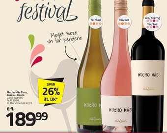 Fleggaard Mucho Más Tinto, Rosé el. Bianco 0,75 L tilbud