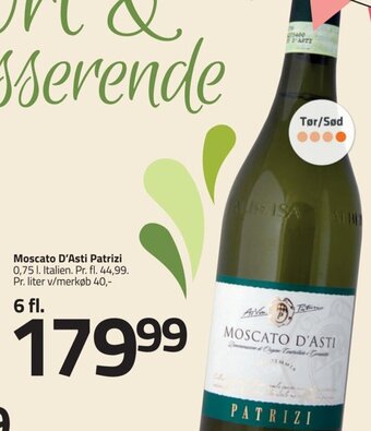 Fleggaard Moscato D'Asti Patrizi 0,75 l. Italien tilbud