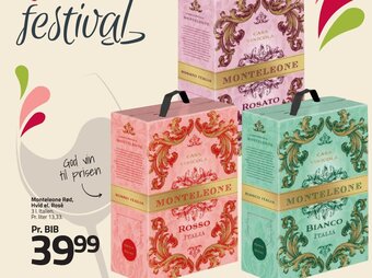 Fleggaard Monteleone Rød, Hvid el. Rosé 3 L. Italien tilbud