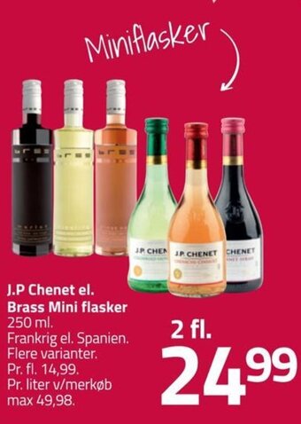 Fleggaard J.P Chenet el. Brass Mini flasker 250 ml. tilbud