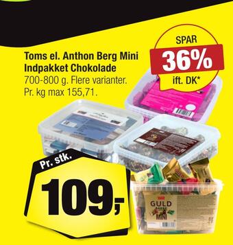 Calle Toms el. anthon berg mini indpakket chokolade tilbud