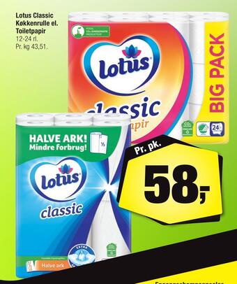 Calle Lotus classic køkkenrulle el. toiletpapir tilbud