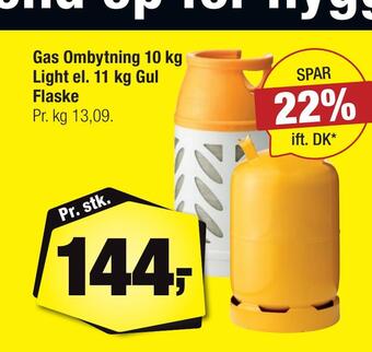 Calle Gas ombytning 10 kg light el. 11 kg gul flaske tilbud
