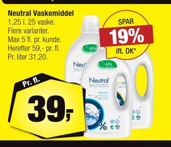 Neutral vaskemiddel
