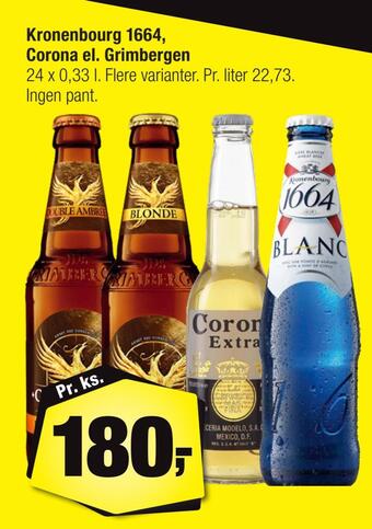 Calle Kronenbourg 1664, corona el. grimbergen tilbud