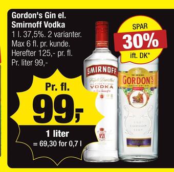Calle Gordon's gin el. smirnoff vodka tilbud
